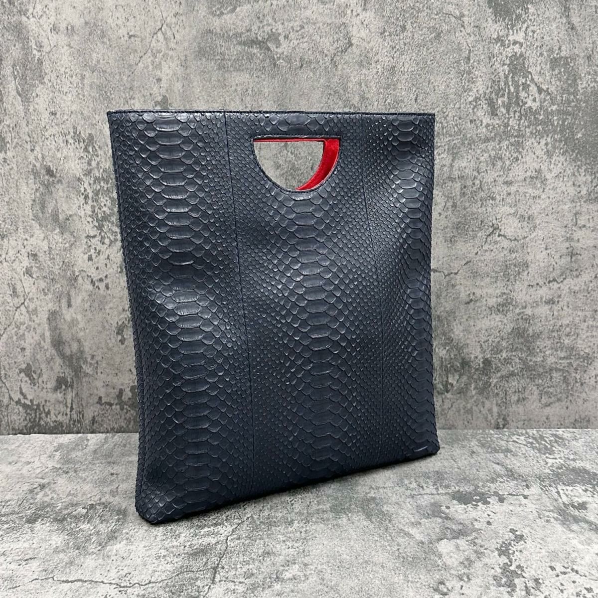 レザック バッグ パイソン トートバッグ ネイビー 国産(日本製) 3