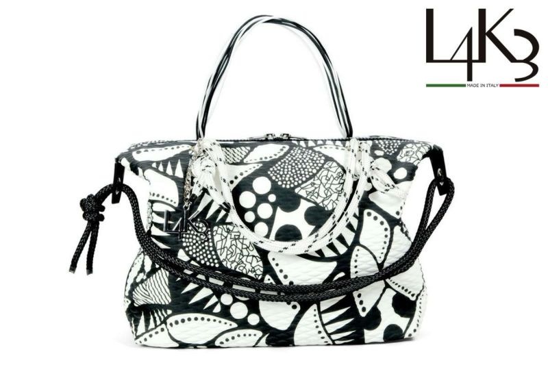 レーク バッグ クイーンレーク ドロップ ブラックホワイト イタリア製 L4K3