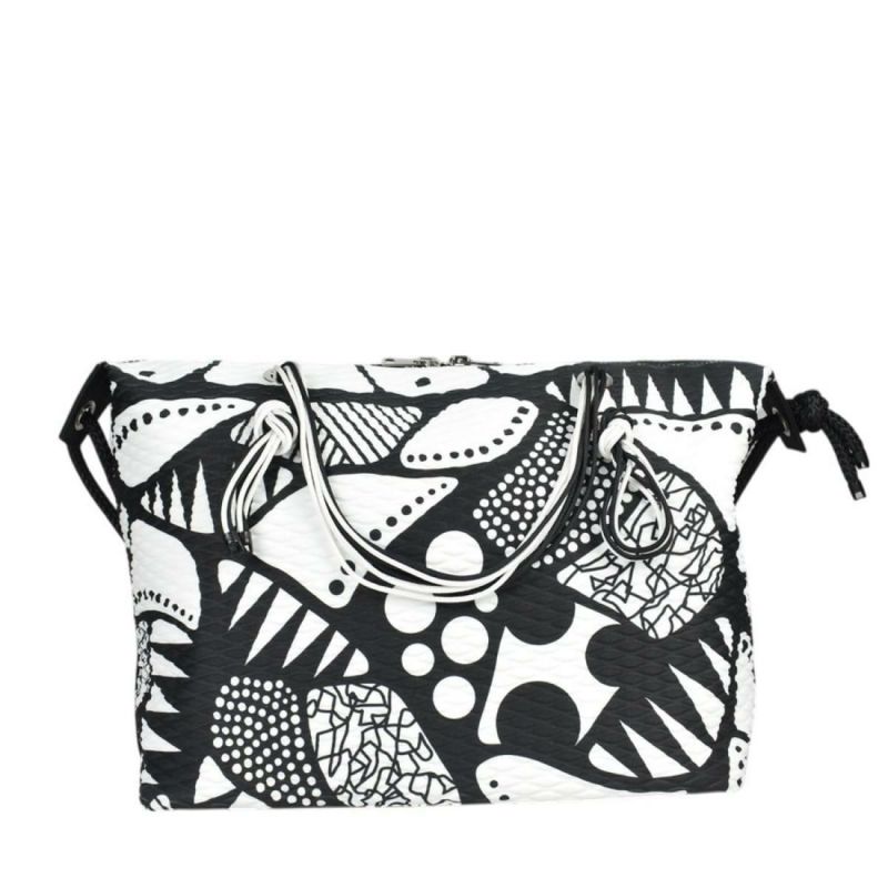 レーク バッグ クイーンレーク ドロップ ブラックホワイト イタリア製 L4K32