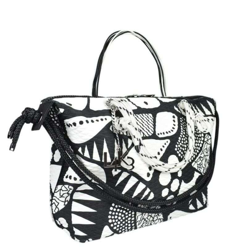 レーク バッグ クイーンレーク ドロップ ブラックホワイト イタリア製 L4K33