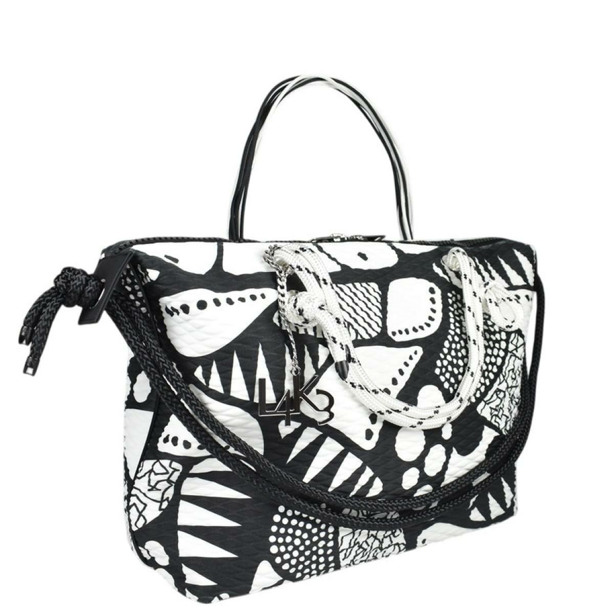 レーク バッグ クイーンレーク ドロップ ブラックホワイト イタリア製 L4K33