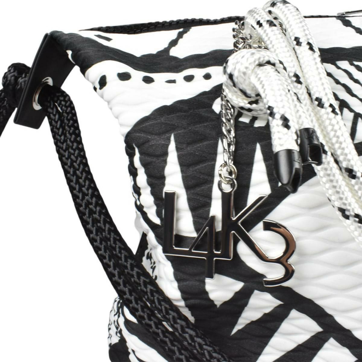 レーク バッグ クイーンレーク ドロップ ブラックホワイト イタリア製 L4K3　7