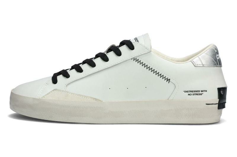 クライムロンドン メンズ スニーカー ディストレス ホワイト ダフィーダック イタリア製 CRIME LONDON クライムロンドン メンズ スニーカー ディストレス ホワイト ダフィー