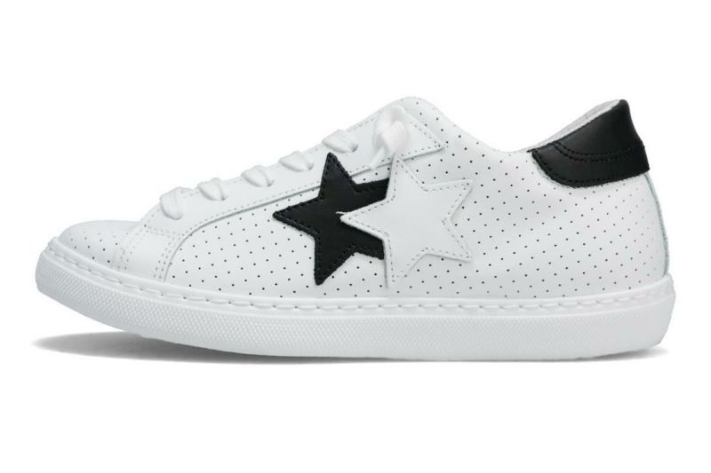 ツースター レディース レザースニーカー ホワイト ブラック イタリア製 2STAR 2s200w