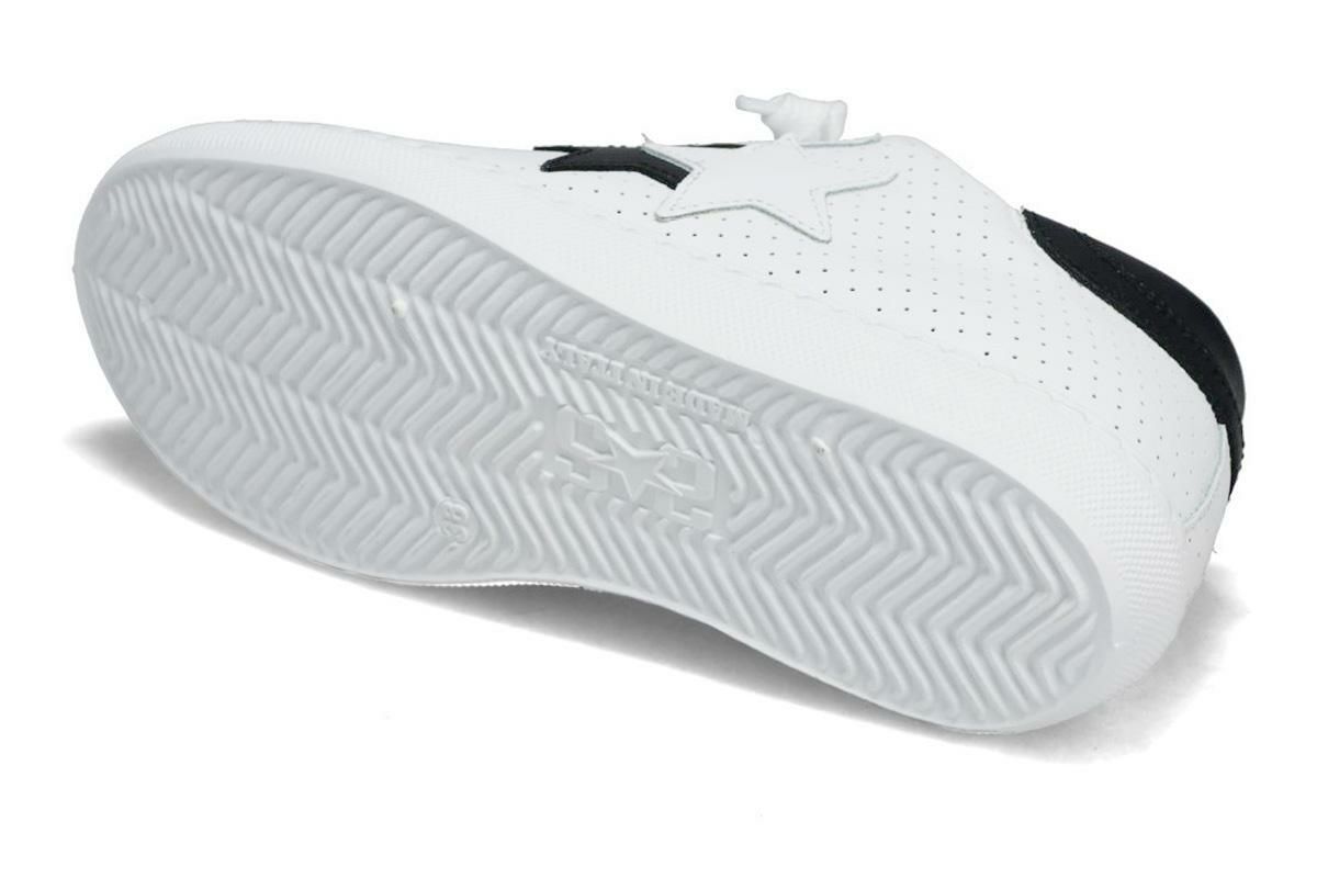 ツースター レディース レザースニーカー ホワイト ブラック イタリア製 2STAR 2s200w