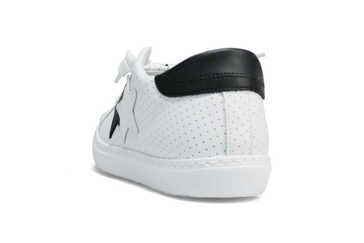 ツースター レディース レザースニーカー ホワイト ブラック イタリア製 2STAR 2s200w