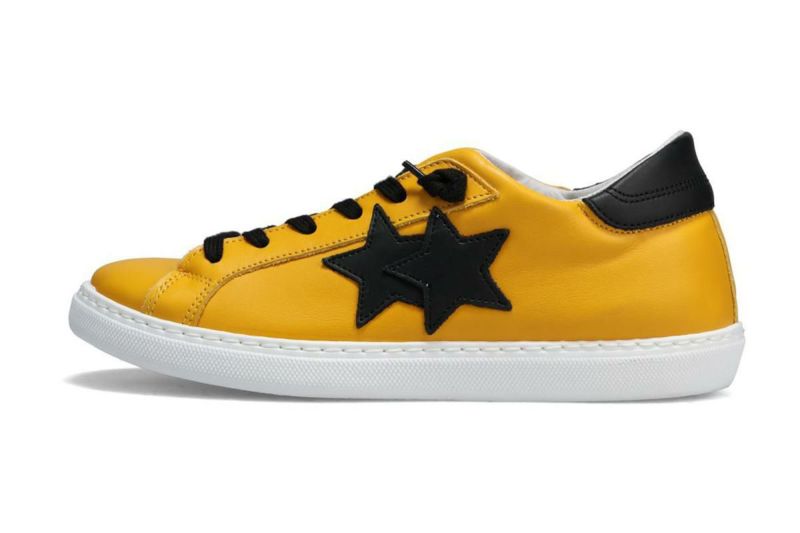 ツースター メンズ スニーカー レザースニーカー イエロー ブラック イタリア製 2STAR 2s201