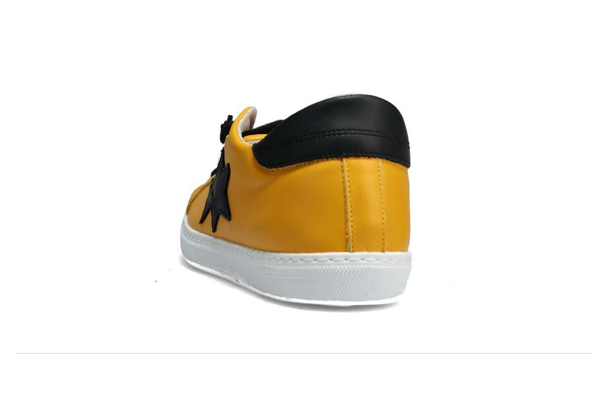 ツースター メンズ スニーカー レザースニーカー イエロー ブラック イタリア製 2STAR 2s201