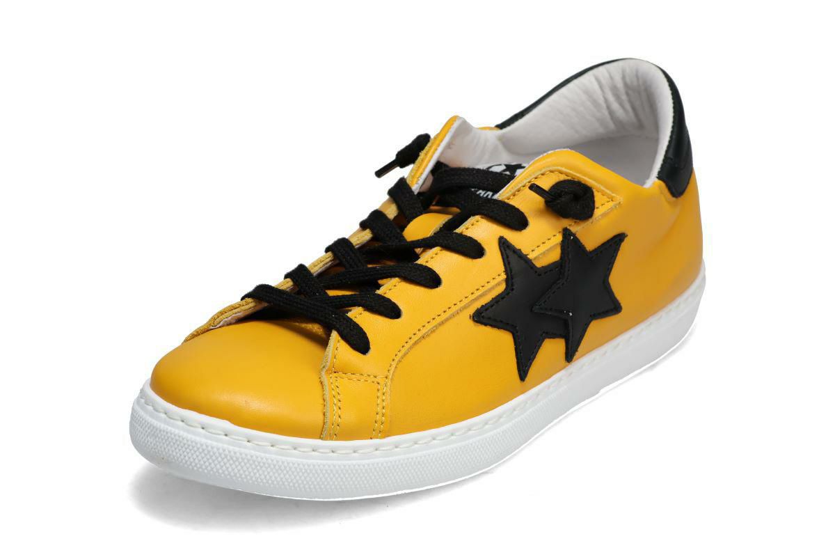 ツースター メンズ スニーカー レザースニーカー イエロー ブラック イタリア製 2STAR 2s201