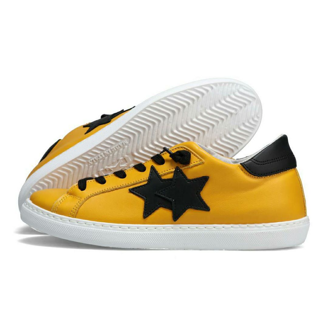 ツースター メンズ スニーカー レザースニーカー イエロー ブラック イタリア製 2STAR 2s201