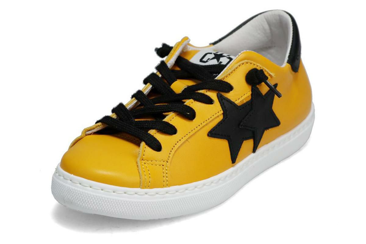ツースター レディース レザースニーカー イエロー ブラック イタリア製 2STAR 2s201w