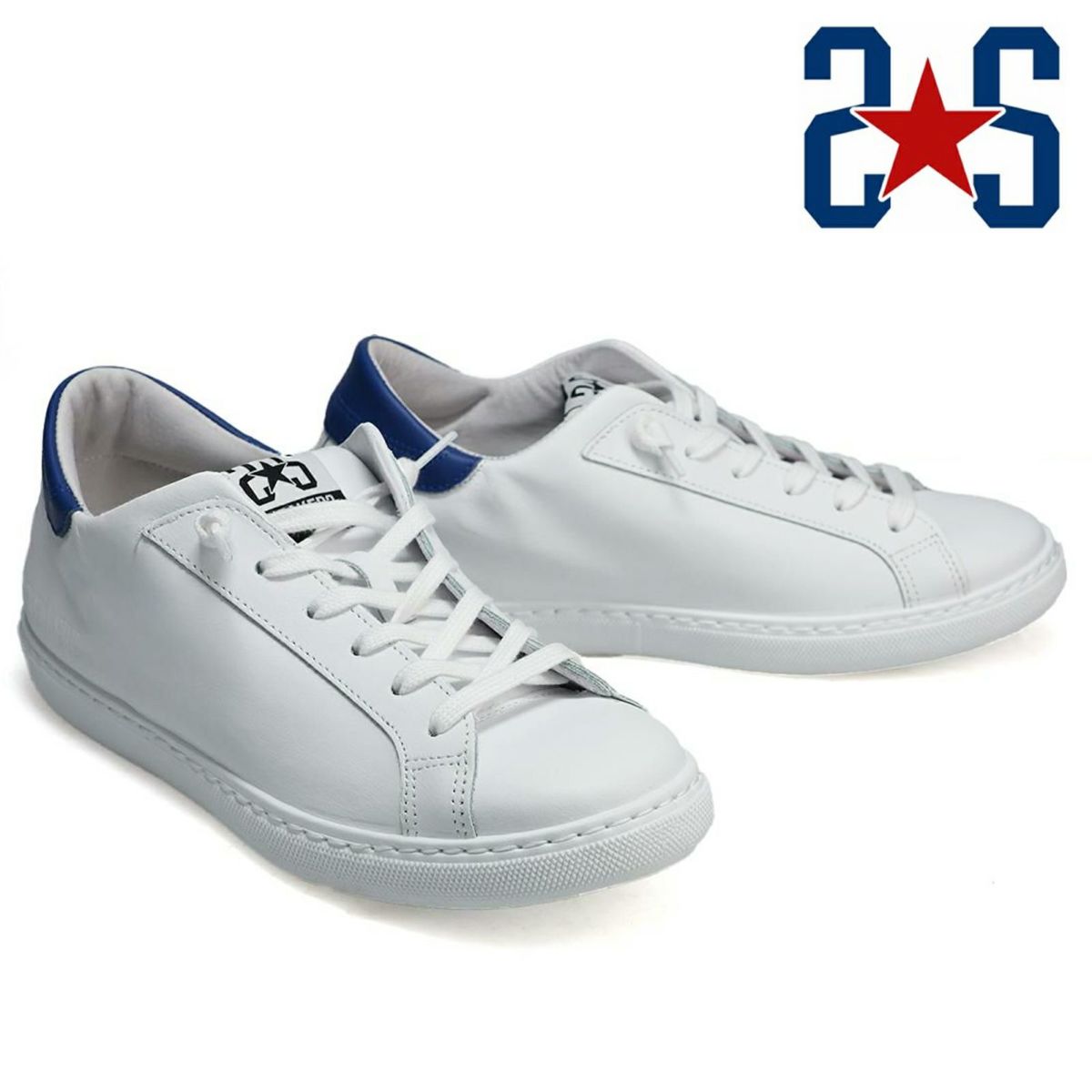 ツースター メンズ スニーカー レザースニーカー ホワイト ブルー イタリア製 2STAR 2s202