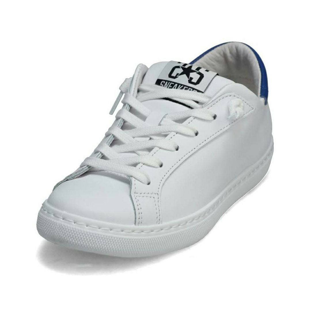 ツースター レディース レザースニーカー ホワイト ブルー イタリア製 2STAR 2s202w