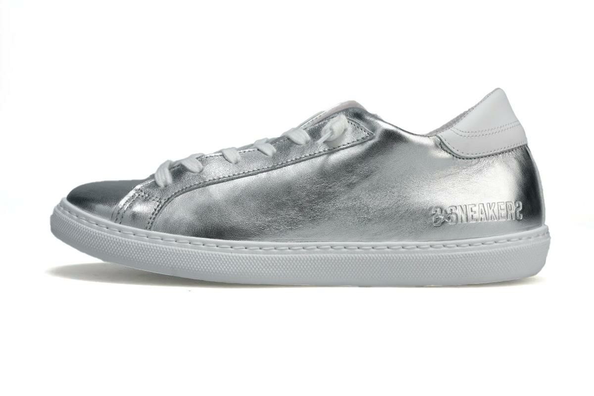  ツースター メンズ スニーカー レザースニーカー シルバー ホワイト イタリア製 2STAR 2s203