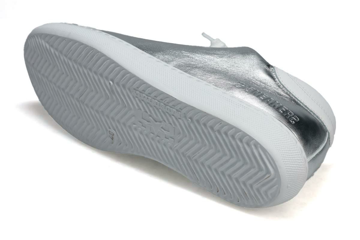  ツースター メンズ スニーカー レザースニーカー シルバー ホワイト イタリア製 2STAR 2s203