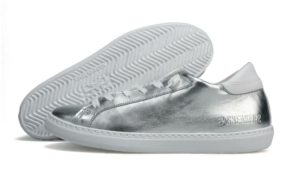  ツースター メンズ スニーカー レザースニーカー シルバー ホワイト イタリア製 2STAR 2s203