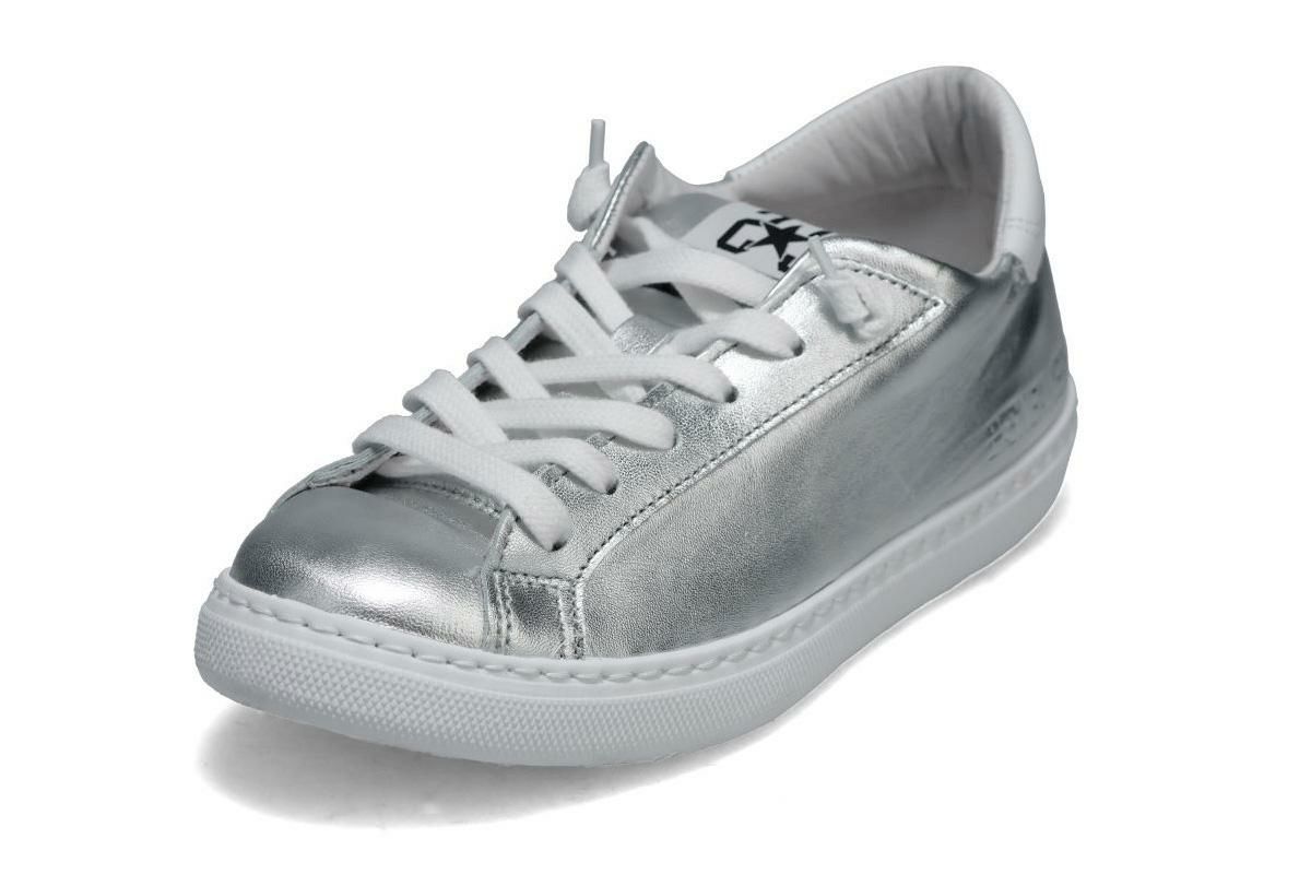  ツースター レディース レザースニーカー シルバー　ホワイト イタリア製 2STAR 2s203w