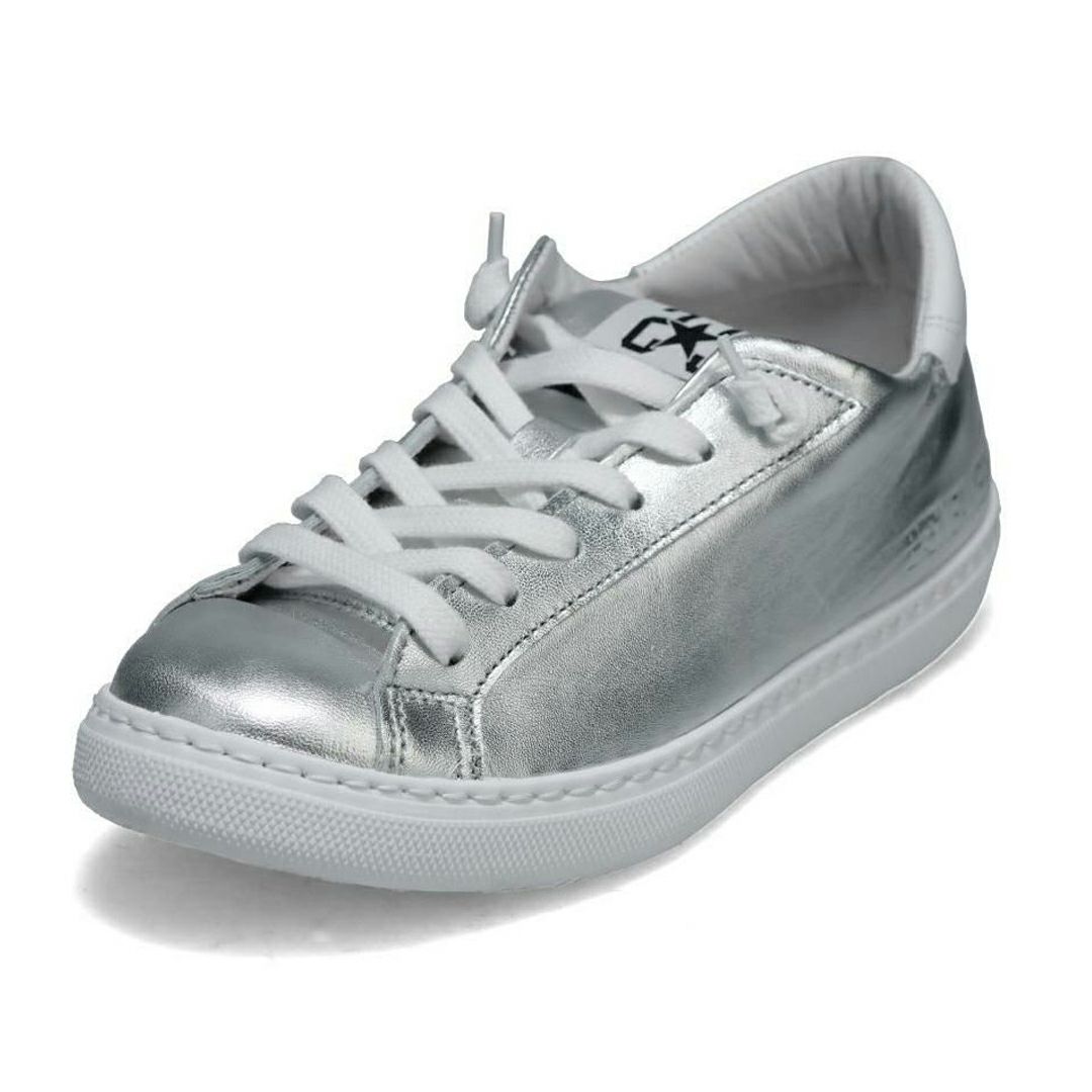  ツースター レディース レザースニーカー シルバー　ホワイト イタリア製 2STAR 2s203w