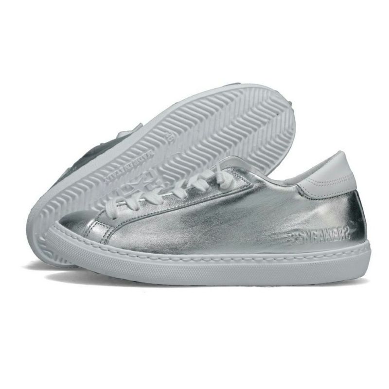  ツースター レディース レザースニーカー シルバー　ホワイト イタリア製 2STAR 2s203w