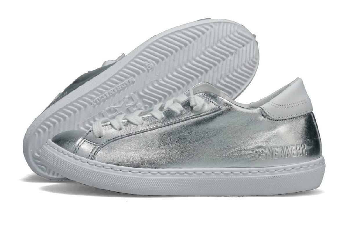  ツースター レディース レザースニーカー シルバー　ホワイト イタリア製 2STAR 2s203w