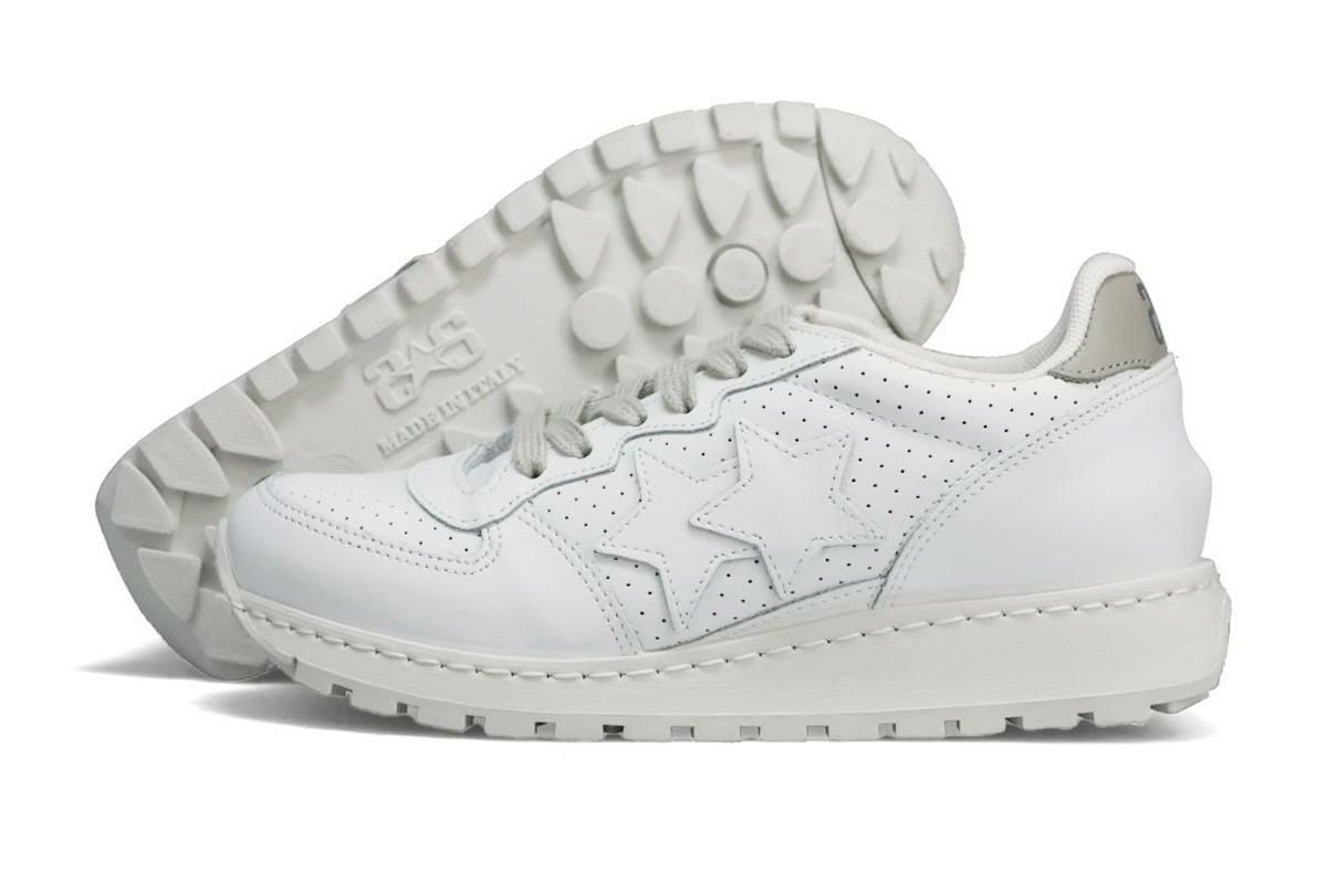 ツースター レディース レザースニーカー ホワイト イタリア製 2STAR 2s206w