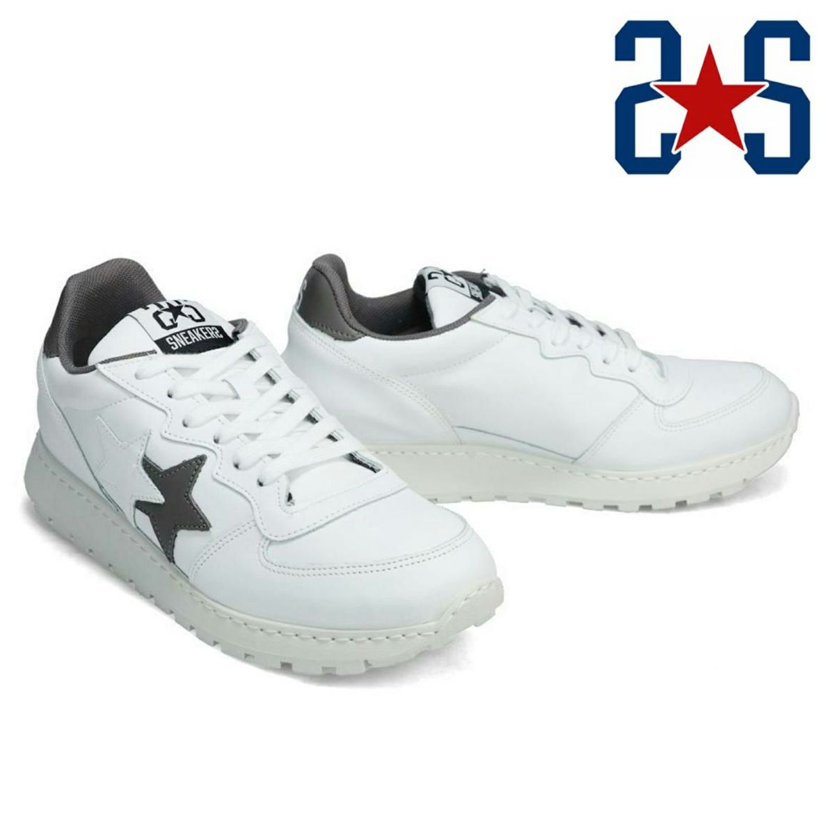 ツースター メンズ スニーカー レザースニーカー ホワイト ブラック イタリア製 2STAR 2s207