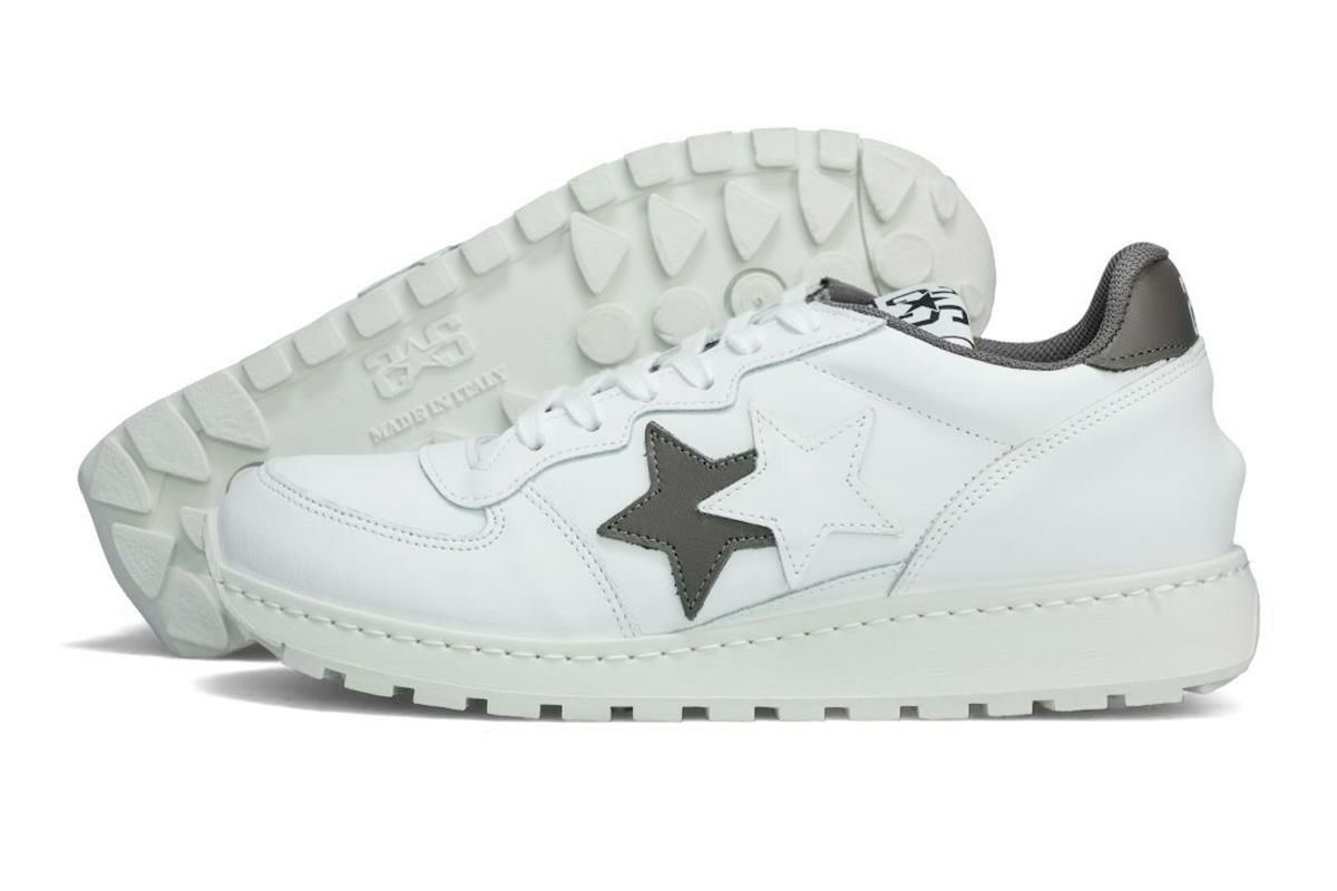 ツースター メンズ スニーカー レザースニーカー ホワイト ブラック イタリア製 2STAR 2s207