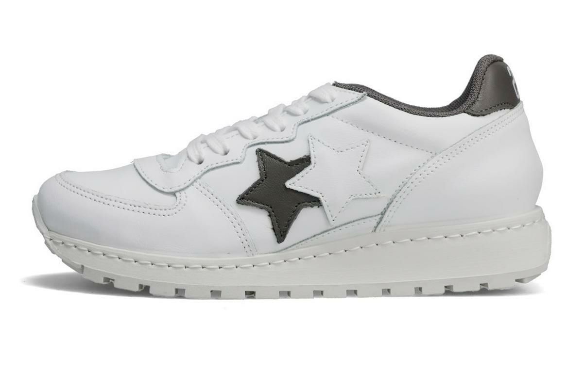 ツースター レディース レザースニーカー ホワイト　ブラック イタリア製 2STAR 2s207w