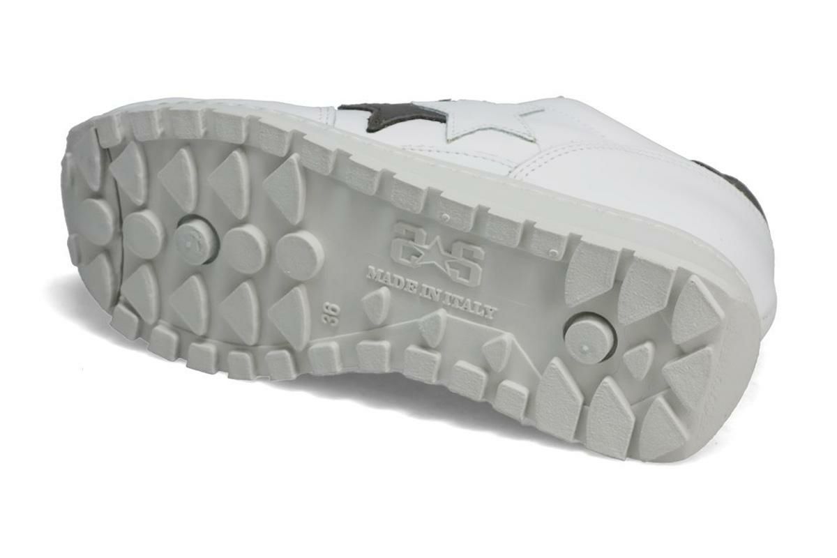 ツースター レディース レザースニーカー ホワイト　ブラック イタリア製 2STAR 2s207w