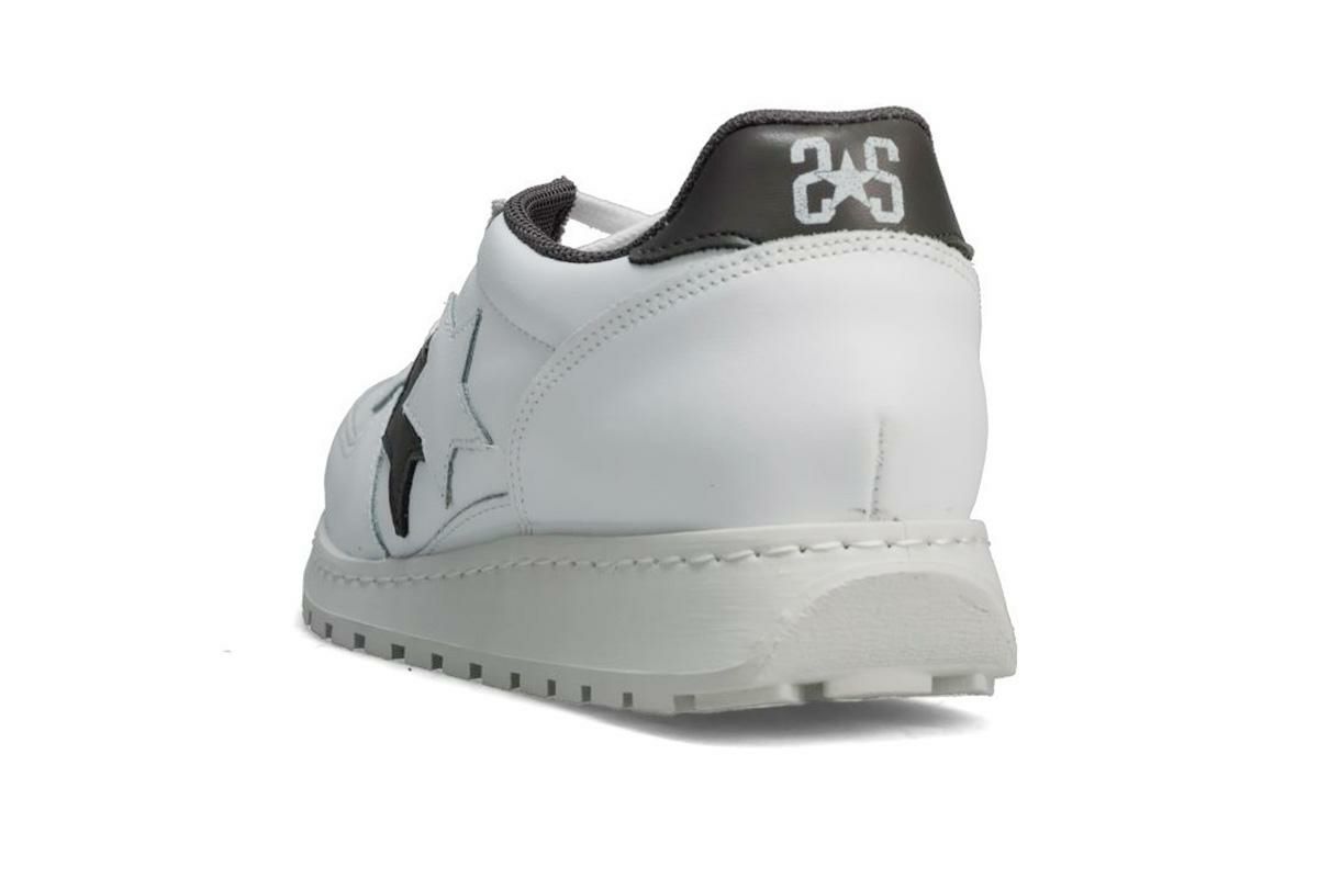 ツースター レディース レザースニーカー ホワイト　ブラック イタリア製 2STAR 2s207w