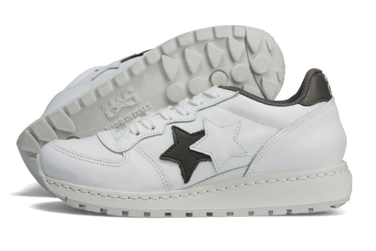 ツースター レディース レザースニーカー ホワイト　ブラック イタリア製 2STAR 2s207w