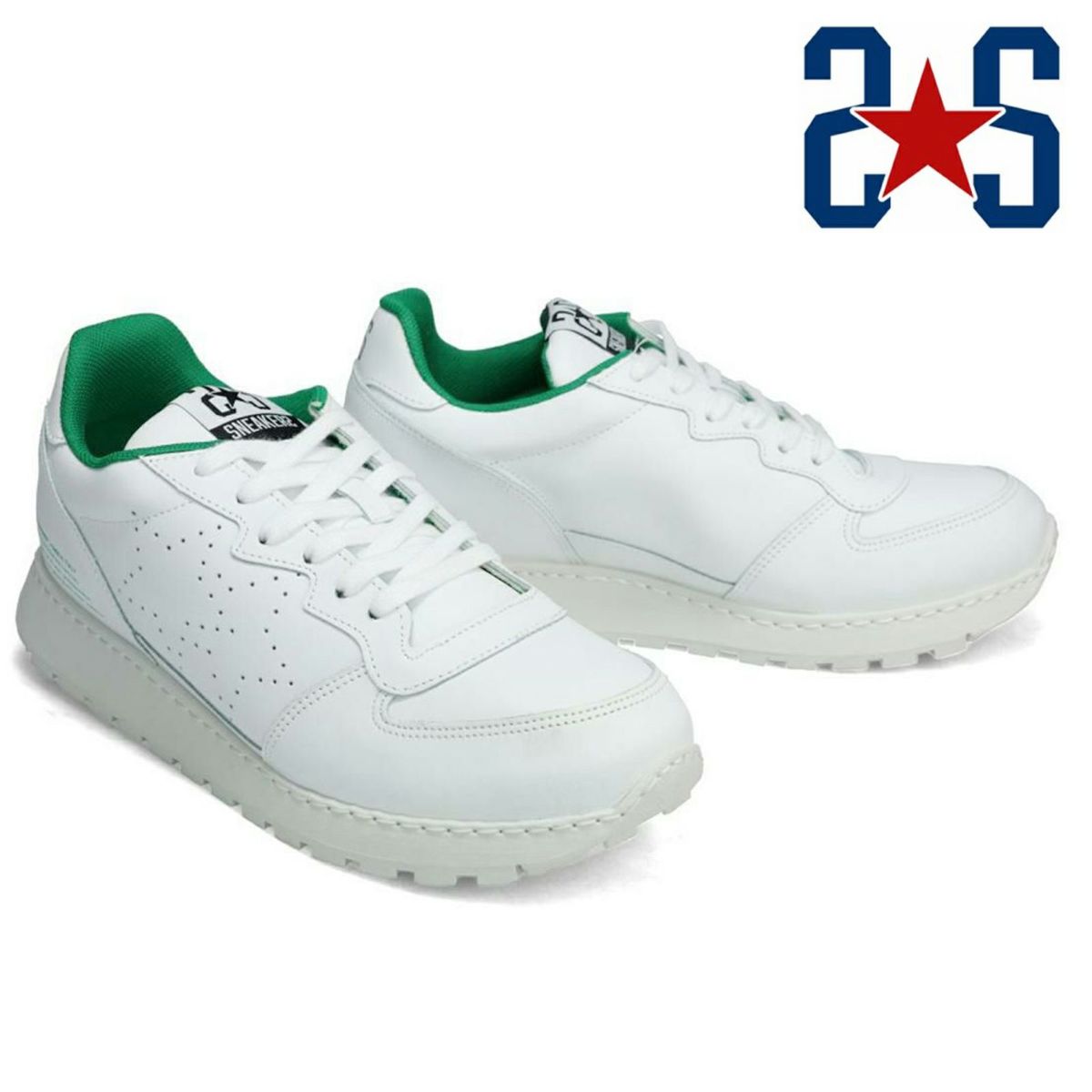 ツースター メンズ スニーカー レザースニーカー ホワイト グリーン イタリア製 2STAR 2s210