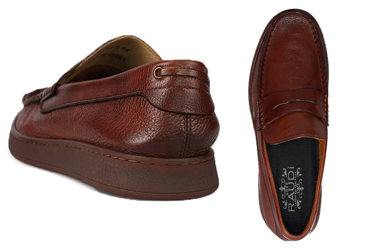 ラウディ メンズ カジュアルシューズ コインローファー ブラウン 4