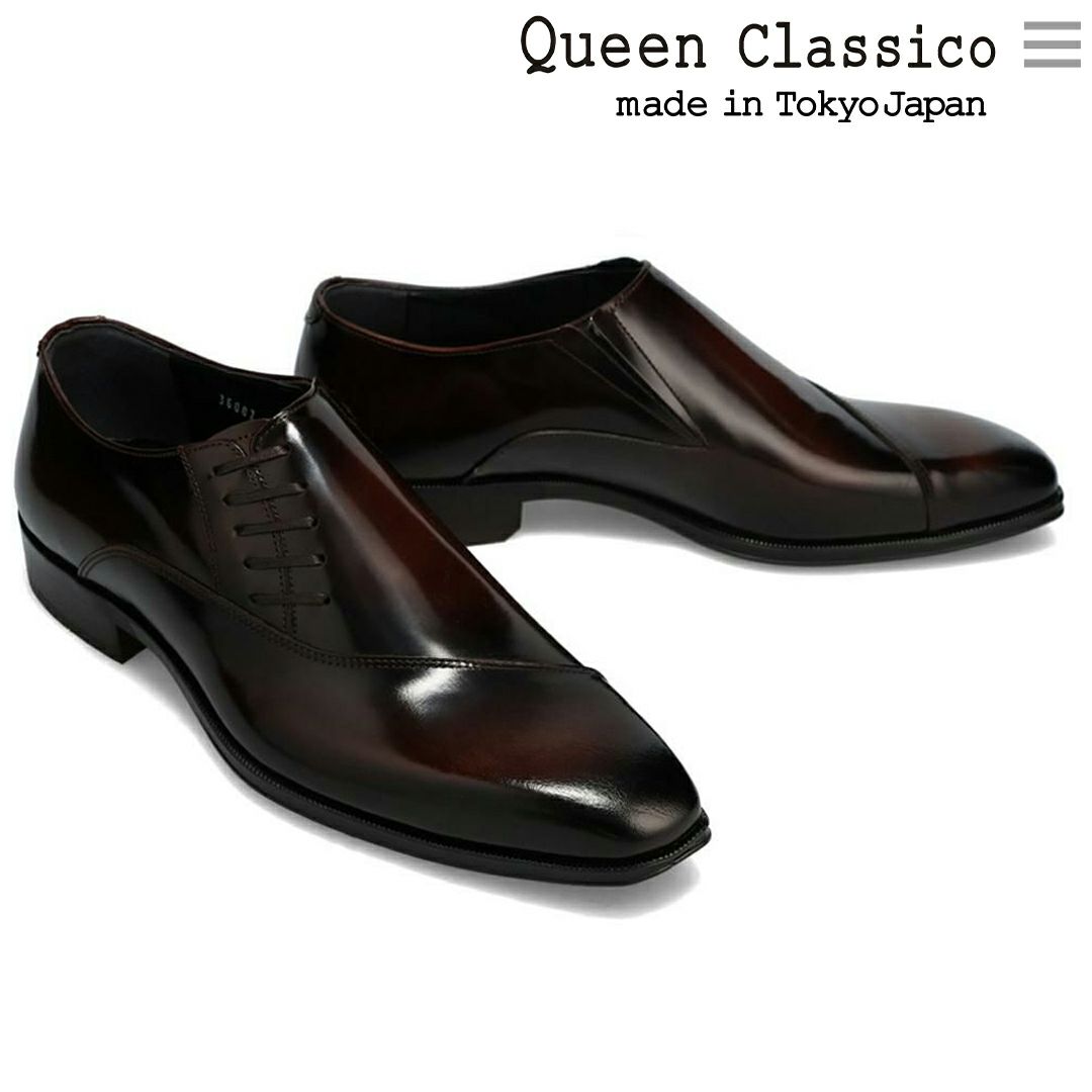 クインクラシコオリジナル 国産ビジネスシューズ サイドレース スリッポン 36002 bk2