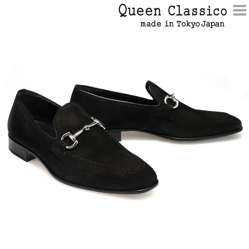  クインクラシコ メンズ ドレスシューズ ビットローファースエード 日本製