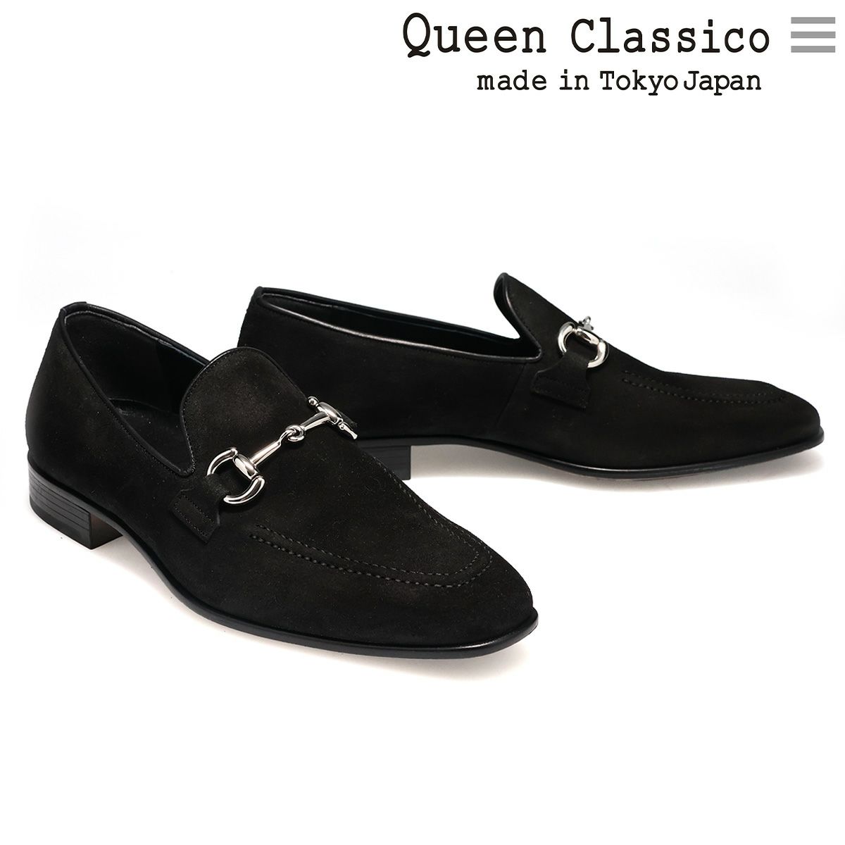 クインクラシコ メンズ ドレスシューズ ビットローファースエード 日本製