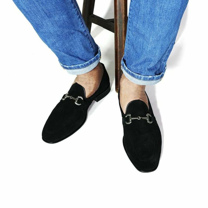  クインクラシコ メンズ ドレスシューズ ビットローファースエード 日本製