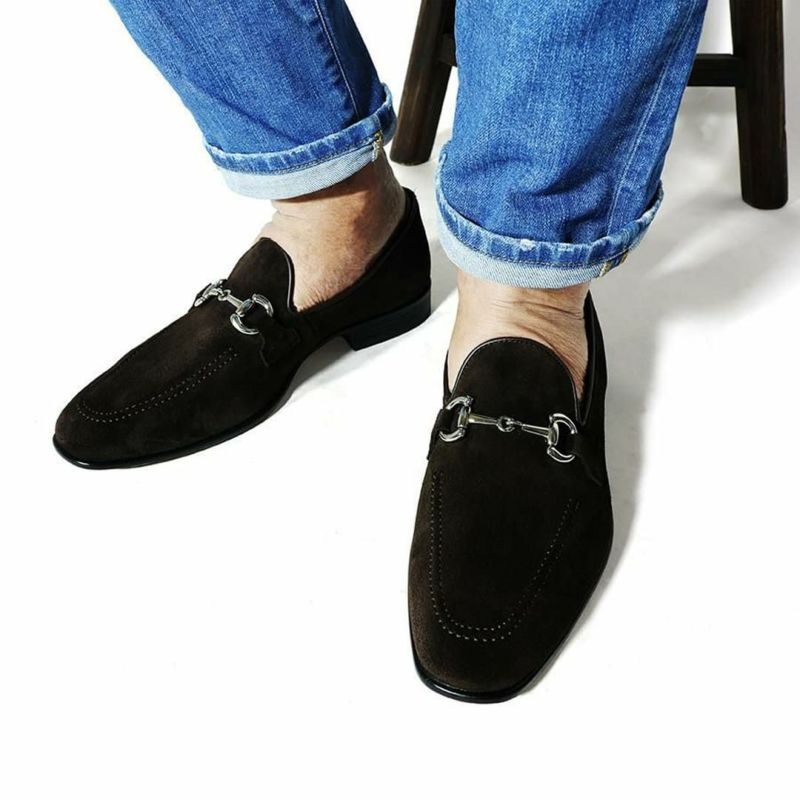  クインクラシコ メンズ ドレスシューズ ビットローファースエード 日本製