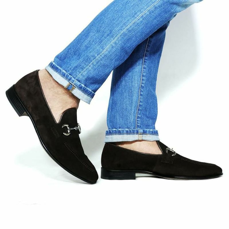  クインクラシコ メンズ ドレスシューズ ビットローファースエード 日本製