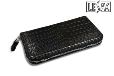 レザック ワニ革 Wファスナー長財布(1枚革仕立て) グリーン 国産(日本製) LE\'SAC 8175 gr レザック ワニ革 Wファスナー長財布(1枚革仕立て) グリーン 国産(日本製) LE\'SAC 8175 gr