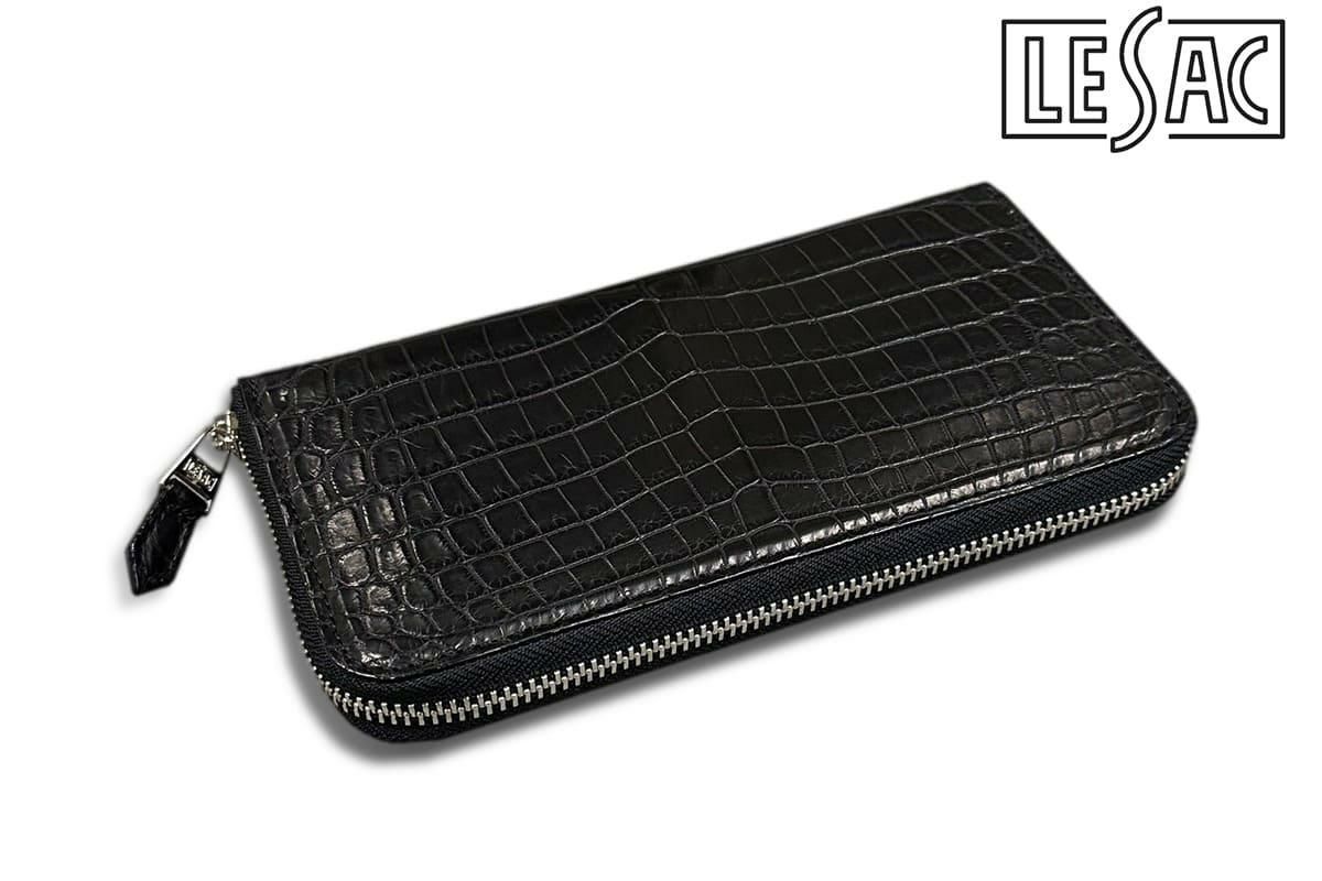 レザック 長財布 クロコダイル ブラック ナチュラル 国産(日本製) LE'SAC 