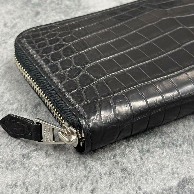 LE'SAC レザック クロコダイルレザー 長財布 レザック 長財布 クロコダイル ブラック ナチュラル 国産(日本製) LE
