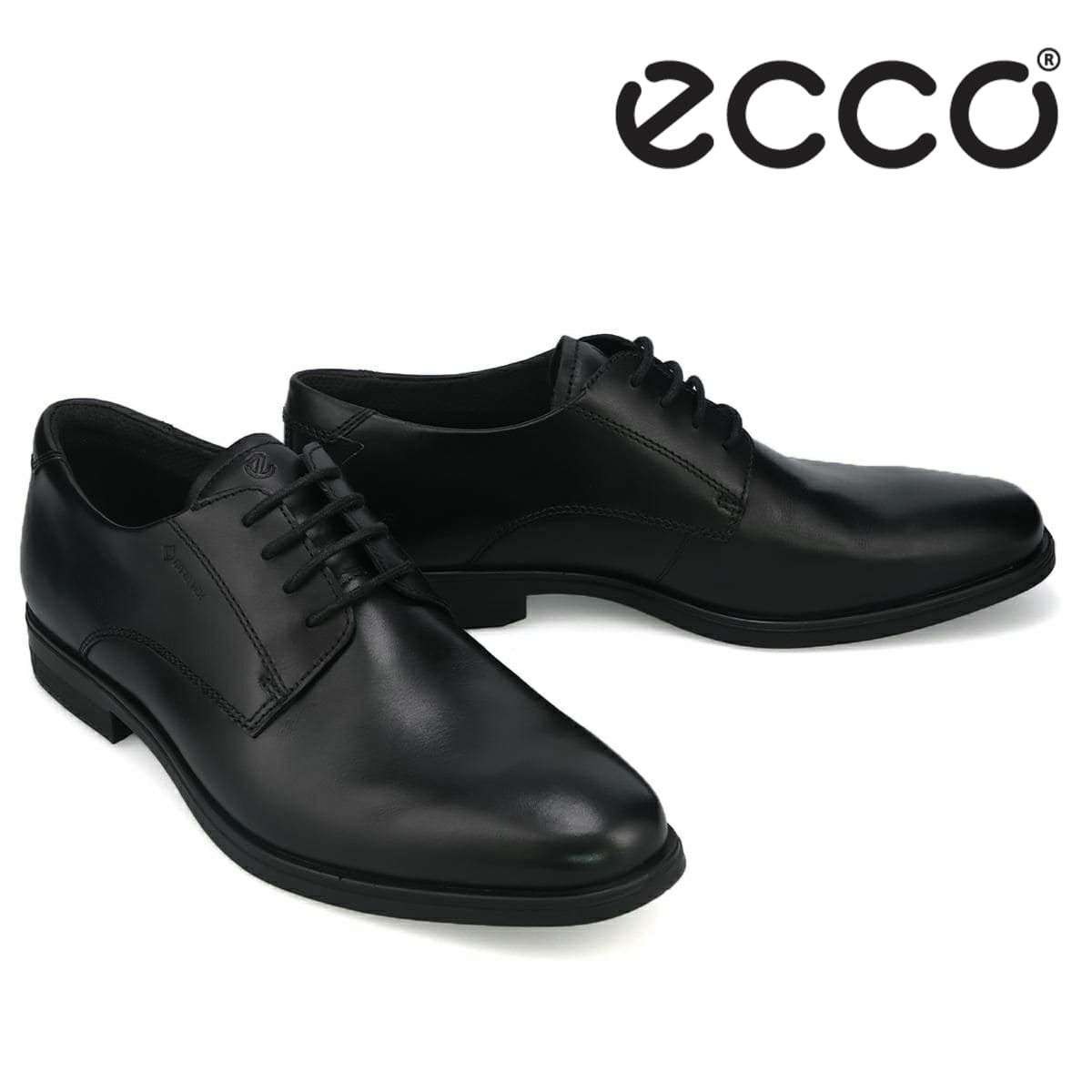  エコー メンズ ドレスシューズ メルボルン 防水 外羽根プレーントゥ ブラック