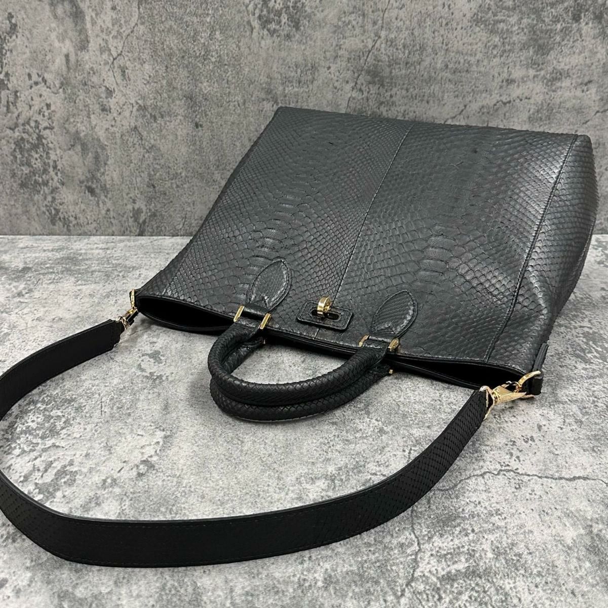 レザック バッグ パイソントートバッグ CALON ブラック 国産(日本製) LE'SAC calonp