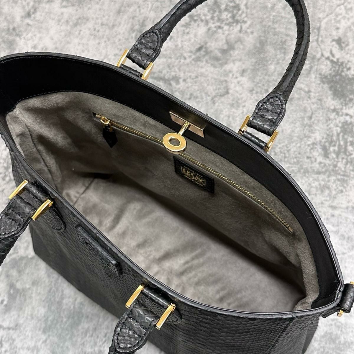 レザック バッグ パイソントートバッグ CALON ブラック 国産(日本製) LE'SAC calonp