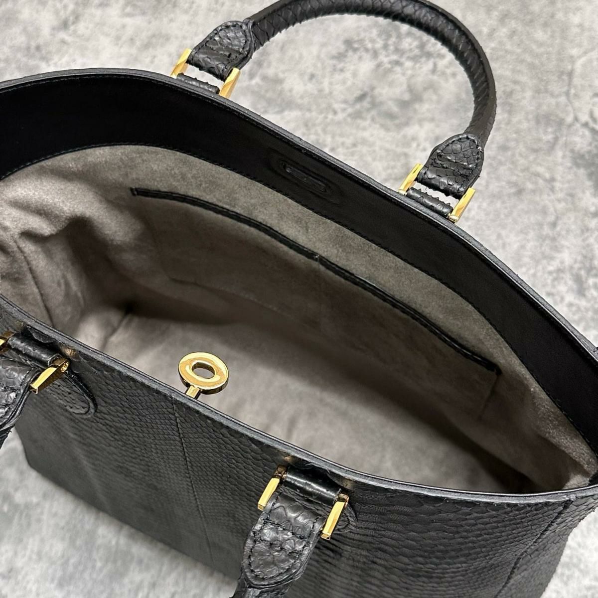 レザック バッグ パイソントートバッグ CALON ブラック 国産(日本製) LE'SAC calonp