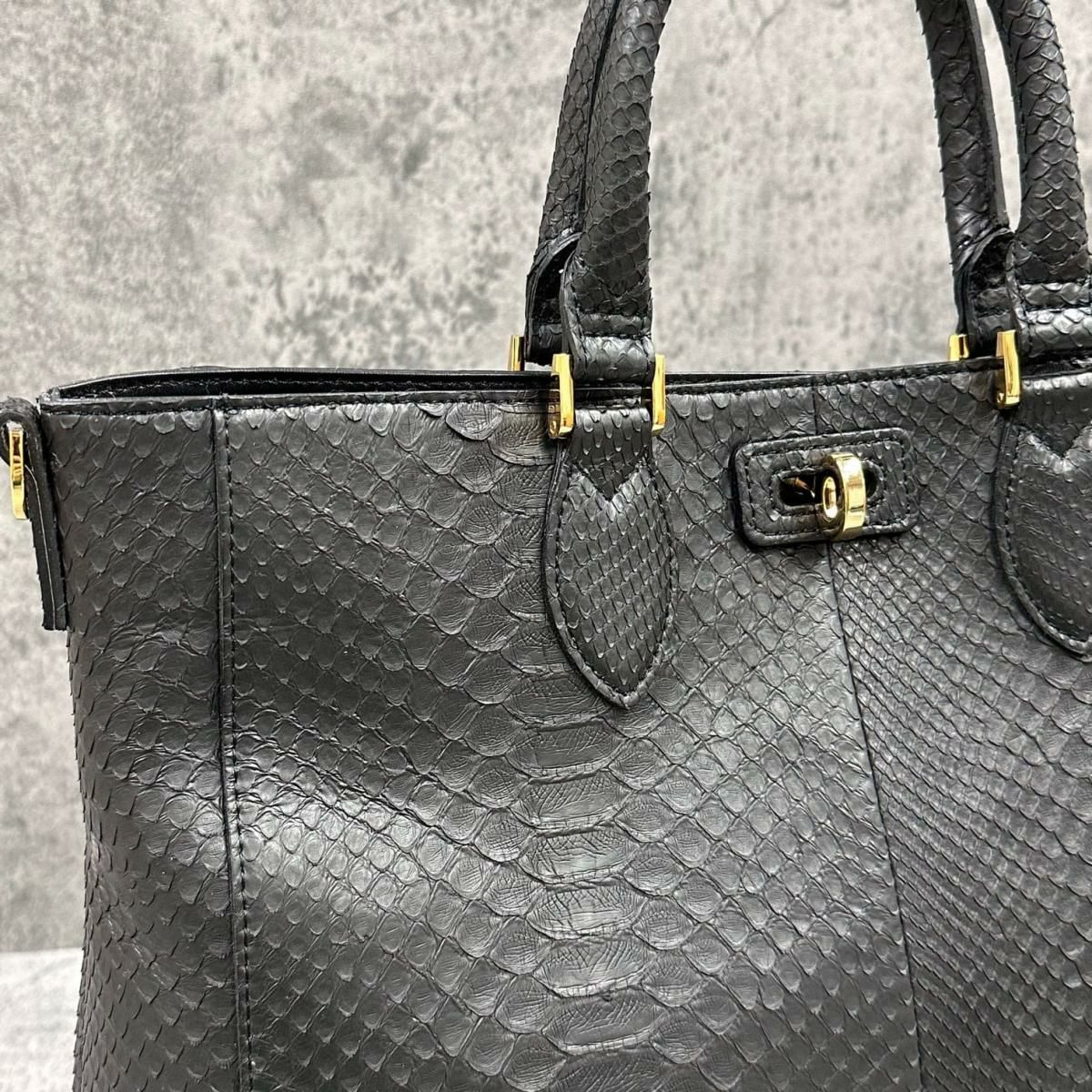 レザック バッグ パイソントートバッグ CALON ブラック 国産(日本製) LE'SAC calonp