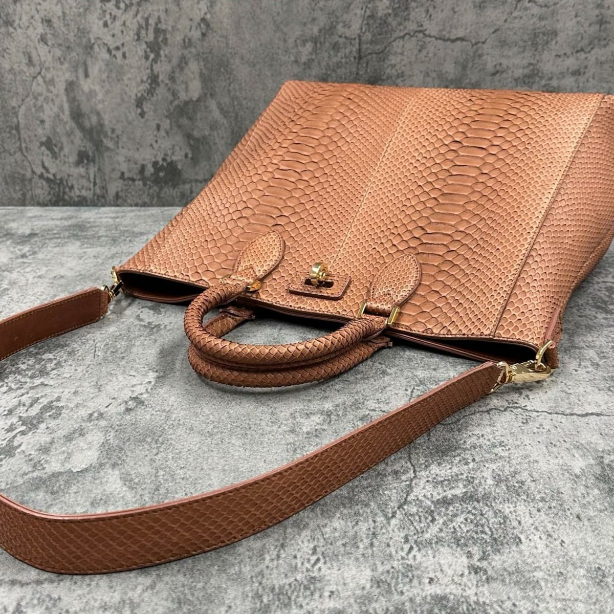 レザック バッグ パイソントートバッグ CALON コニャック 国産(日本製) LE'SAC calonp