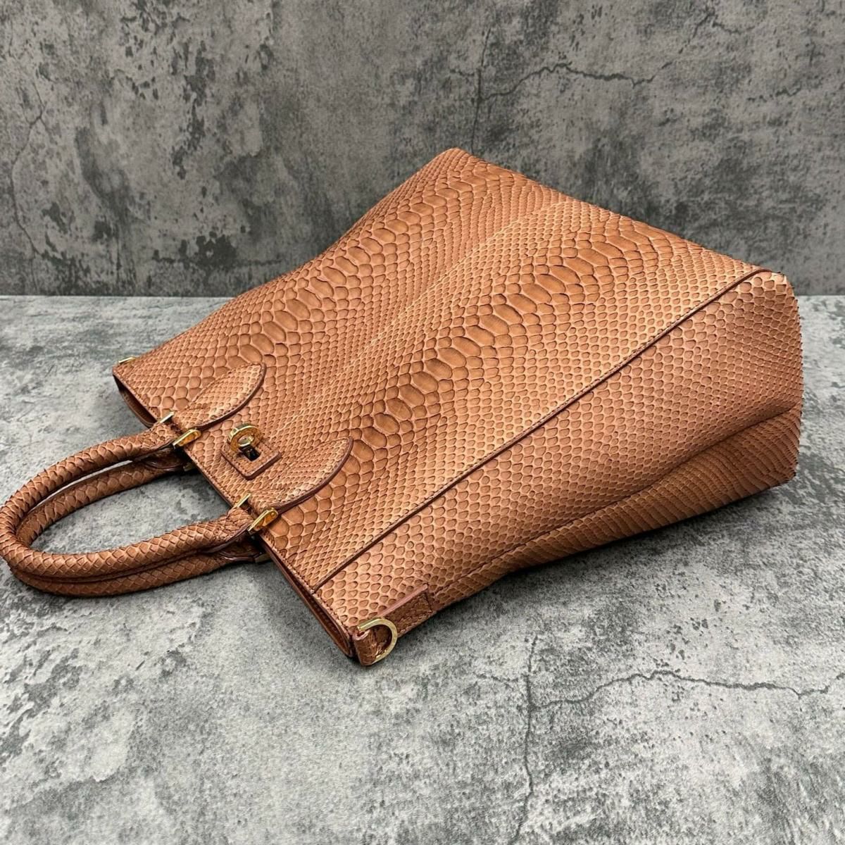 レザック バッグ パイソントートバッグ CALON コニャック 国産(日本製) LE'SAC calonp