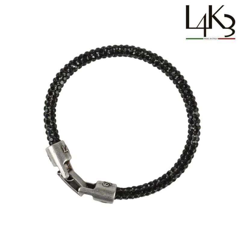 [レーク L4K3] ブレスレットグリッター ブラック シルバー イタリア製 braceletglitter